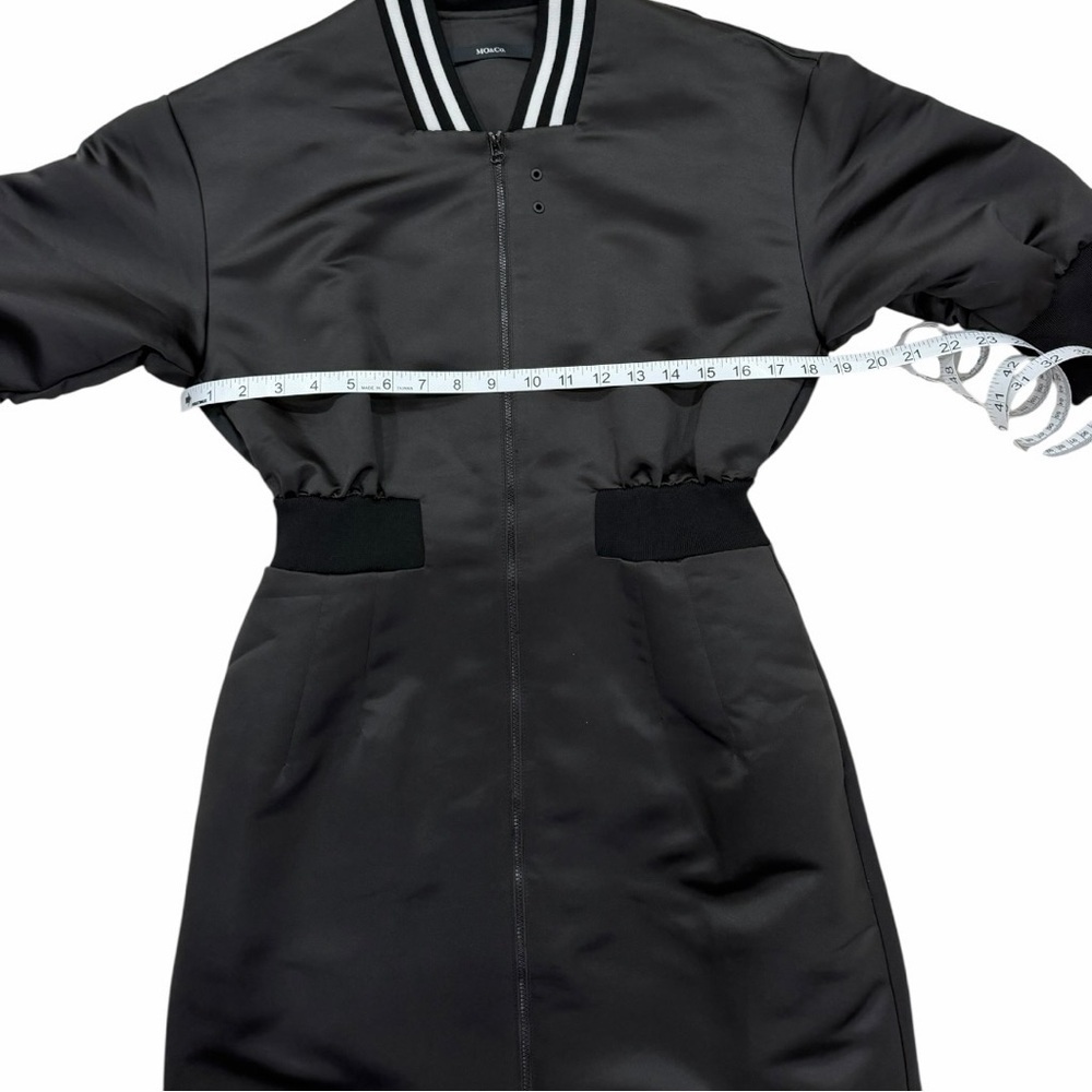 MO&Co. NWT Black Varsity Midi Dress Tiger Graphic Dare To Be Zip Front Size M - Picture 9 of 14